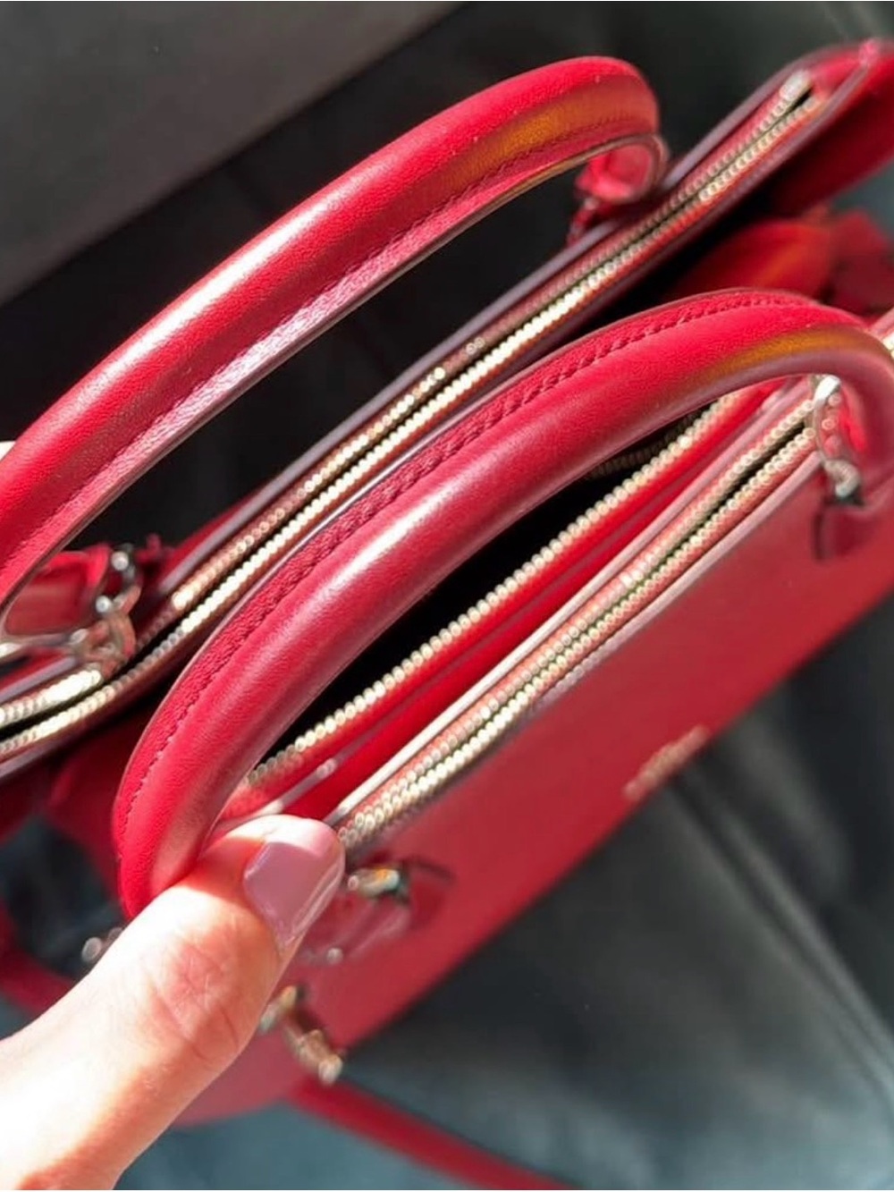 Coach Red Pebbled Leather Satchel with Detachable Strap - Picture 7 of 9